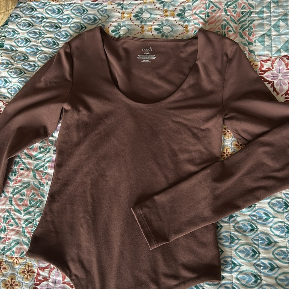 Coffee Nuuds swoop neck bodysuit